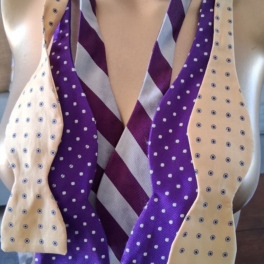 Bow Ties All Silk Vintage and Adjustable lot of 3